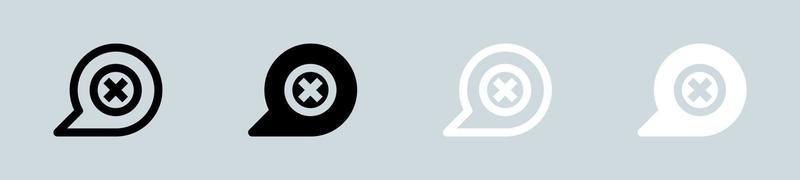 ícone de bate-papo com falha definido em preto e branco. ilustração vetorial de sinais de mensagem. vetor