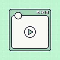 reprodutor de vídeo quadrado para interface de aplicativo de mídia social. maquete de vídeo curto em estilo de design retrô. vetor