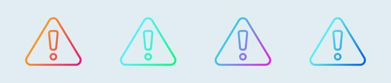 ícone da linha de exclamação em cores gradientes. ilustração vetorial de sinais de erro. vetor