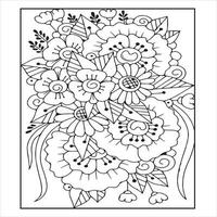 página de coloração de mandala floral. ilustração em vetor flor