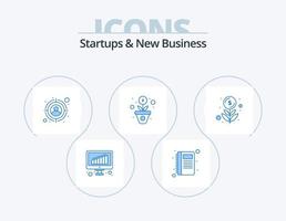 startups e novos ícones de negócios azul pack 5 design de ícone. finança. dinheiro. seo. Forma de pagamento. crescer vetor