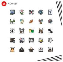25 ícones criativos sinais e símbolos modernos de documento de arquivo grande rosa globo drone robô elementos de design de vetores editáveis