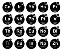 20 tabela periódica do design do pacote de ícones de elementos vetor