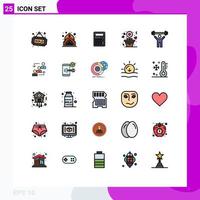 25 interface do usuário linha cheia pacote de cores planas de sinais e símbolos modernos de elevador fitness ecommerce rosa amor elementos de design de vetores editáveis