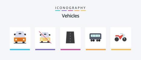 Pacote de ícones plana 5 de veículos, incluindo . moto. a infraestrutura. Comboio. passageiro. design de ícones criativos vetor