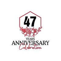 logotipo de aniversário de 47 anos, celebração de design vetorial de aniversário luxuoso vetor