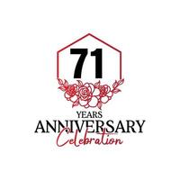 logotipo de aniversário de 71 anos, celebração de design vetorial de aniversário luxuoso vetor