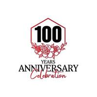 logotipo de aniversário de 100 anos, celebração de design vetorial de aniversário luxuoso vetor