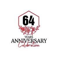 logotipo de aniversário de 64 anos, celebração de design vetorial de aniversário luxuoso vetor