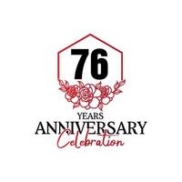 logotipo de aniversário de 76 anos, celebração de design vetorial de aniversário luxuoso vetor