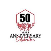 logotipo de aniversário de 50 anos, celebração de design vetorial de aniversário luxuoso vetor