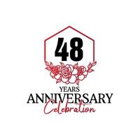 logotipo de aniversário de 48 anos, celebração de design vetorial de aniversário luxuoso vetor