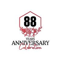 logotipo de aniversário de 88 anos, celebração de design vetorial de aniversário luxuoso vetor