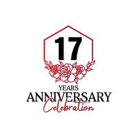 logotipo de aniversário de 17 anos, celebração de design vetorial de aniversário luxuoso vetor