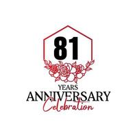 logotipo de aniversário de 81 anos, celebração de design vetorial de aniversário luxuoso vetor