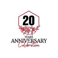 logotipo de aniversário de 20 anos, celebração de design vetorial de aniversário luxuoso vetor