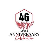 logotipo de aniversário de 46 anos, celebração de design vetorial de aniversário luxuoso vetor