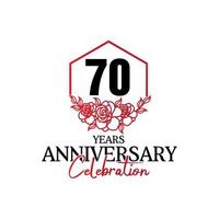 logotipo de aniversário de 70 anos, celebração de design vetorial de aniversário luxuoso vetor