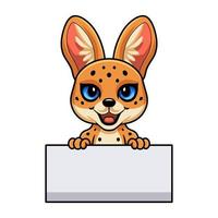 desenho de gato bonito serval segurando placa em branco vetor