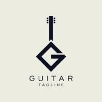 design de logotipo de guitarra letra g vetor