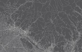 mapa da cidade do japão. ilustração vetorial com fundo preto, contorno branco, cena com a cidade japonesa, cidade, estrada, rua, mapa urbano, localização, marco, transporte. design para impressão, pôster, papel de parede. vetor