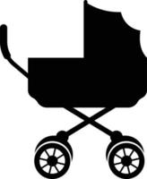 ícone de silhueta de carrinho de bebê recém-nascido vetor
