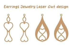 brincos de dia dos namorados joias design de corte a laser vetor