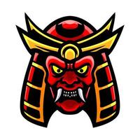 design de mascote de logotipo de cabeça oni vermelha vetor