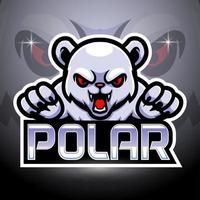 design de logotipo de esport de mascote de urso polar vetor