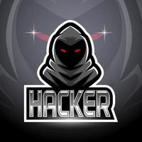 design de mascote de logotipo de hacker esport vetor