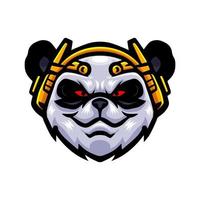 design de mascote de logotipo de cabeça de panda vetor
