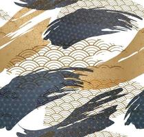 fundo sem emenda abstrato com vetor padrão de ouro japonês. ilustração de traçado de pincel com elemento de linha geométrica em estilo vintage. conceito colorido de luxo.