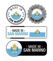 conjunto de rótulos feitos em san marino, logotipo, bandeira de san marino, emblema de produto de san marino vetor