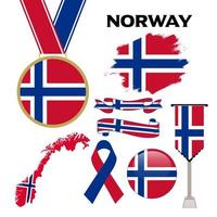 coleção de elementos com o modelo de design da bandeira da noruega vetor