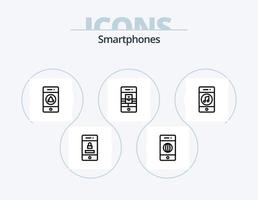 design de ícones do pacote de ícones de linha de smartphones 5. social. música. tecnologia. meios de comunicação. segurança vetor