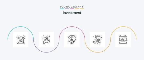 linha de investimento 5 pacote de ícones incluindo . fazer compras. dinheiro. comércio eletrônico. Móvel vetor