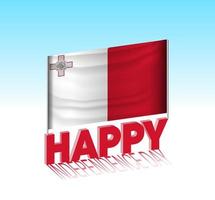 dia da independência de malta. bandeira de malta simples e outdoor no céu. Modelo de letras 3D. mensagem de design de dia especial pronta. vetor