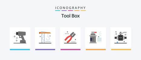 ferramentas planas 5 pacote de ícones incluindo construção. Ferramentas. construção. spray. garrafa. design de ícones criativos vetor