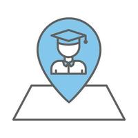 ilustração de ícone de estudante com mapa. apropriado para o ícone de localização de educação. ícone relacionado à educação, graduação. estilo de ícone de dois tons. design vetorial simples editável vetor