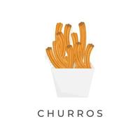 logotipo de ilustração de churros em uma caixa de papel vetor