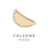 logotipo de calzone de pizza de arte de linha única simples vetor