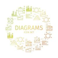 diagramas redondos modelo de design conceito de ícone de linha fina. vetor