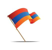 Bandeira da Armênia detalhada 3d realista no mastro. vetor