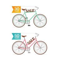 conceito de venda com conjunto de bicicleta 3d detalhado realista. vetor