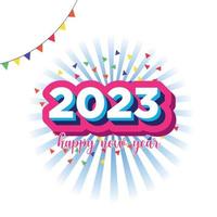 feliz ano novo 2023 texto colorido e fundo decorativo vetor