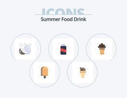 verão comida bebida plana ícone pack 5 design de ícone. Comida. verão. Comida. agua. fruta de verão vetor