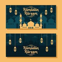 ilustração de banner horizontal do ramadã em design plano vetor