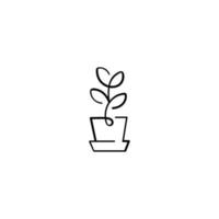 design de ícone de estilo de linha de vaso de plantas vetor
