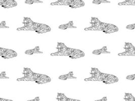 padrão perfeito de personagem de desenho animado de tigre em fundo branco vetor