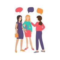 mulheres de negócios discutem ideias, conceitos, amigos falam sobre diferentes tópicos entre si, comunicação agradável vetor